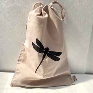 Kenyértartó zsák, homok (Fekete szitakötős mintás) - táska & tok - bevásárlás & shopper táska - kenyeres zsák - Meska.hu