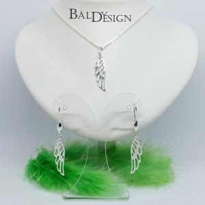 Ezüst angyal szárnyas fülbevaló és medál, , , MESKA