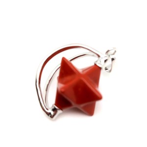 Merkaba medál fémmel Jáspis vörös 2x3cm, Ékszer, Nyaklánc, Medál, , MESKA