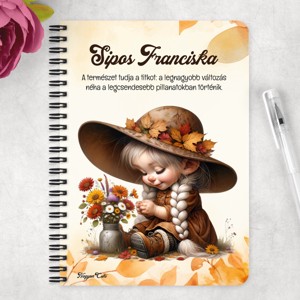 Személyre szabható - Legcukibb őszi manó lány mintás A5-ös füzet - otthon & életmód - papír, írószer - jegyzetfüzet & napló - Meska.hu