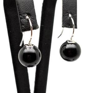 Fülbevaló golyó ónix bedugós 10-10,5mm, Ékszer, Fülbevaló, Lógó fülbevaló, , MESKA