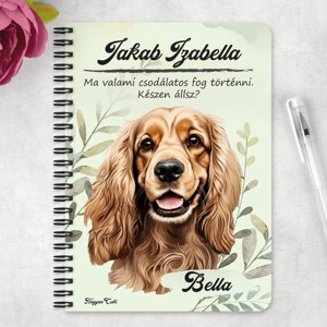 Személyre szabható - Cser Amerikai cocker spániel portré mintás A6-os füzet - otthon & életmód - papír, írószer - jegyzetfüzet & napló - Meska.hu