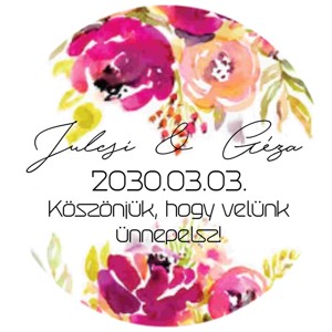 Esküvői Köszönőmatrica � Kör Matrica Névvel és Dátummal - Meska.hu