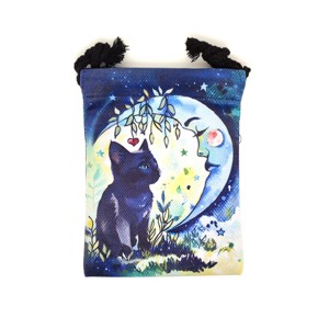 Holdfényes macska mintás szütyő � textil ajándéktasak 13x18 cm - Meska.hu
