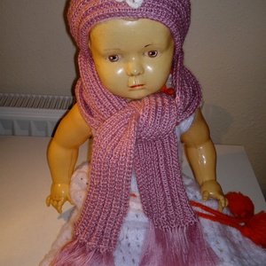 Kötött baba sál és hajpánt virággal. - ruha & divat - sál, sapka, kendő - fejpánt - Meska.hu