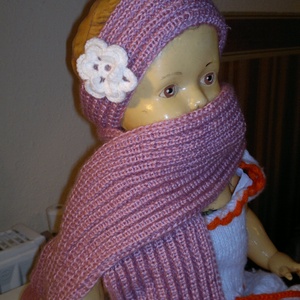 Kötött baba sál és hajpánt virággal. - ruha & divat - sál, sapka, kendő - fejpánt - Meska.hu