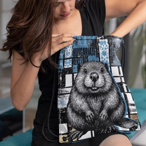 Hód mintás tornazsák  Hungarian Heritage kollekció / Urbanmood - táska & tok - hátizsák - tornazsák, gymbag - Meska.hu