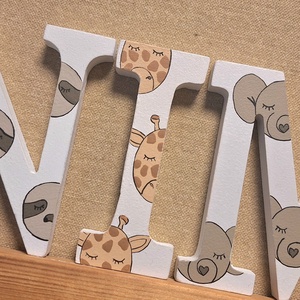 Állatos dekorbetű - baba - mama - babaszoba dekoráció - babanév dekoráció - Meska.hu