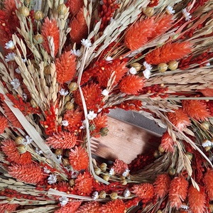 Narancsszín koszorú - otthon & életmód - virágdekoráció - virágdíszek - dekor koszorúk, kopogtatók - Meska.hu