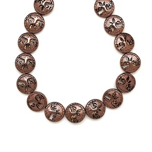 Hematit életfa korong bronz 12-13 mm, 38 cm � ásványfüzér, ékszer alapanyag - Meska.hu