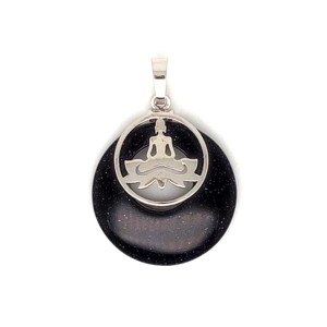 Fánk medál ülő buddha goldstone kék 3cm, Ékszer, Nyaklánc, Medál, , MESKA