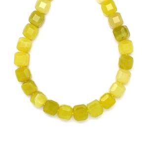 Jáde oliva fazettált kocka 8-9mm  ékszerkészítő alapanyag (füzér), Kellékek & szerszámok, Ásvány alapanyag, Ásványfüzér, , MESKA