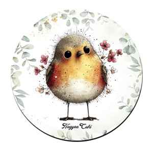 Cuki vörösbegy, a barátságos kertész mintás pohár alátét, , , MESKA