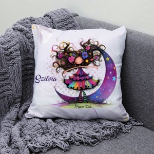 Névvel kérhető - Bájos lila virágos tündér és a hold mintás párna - otthon & életmód - lakástextil - párna & párnahuzat - díszpárna (belsővel együtt) - Meska.hu