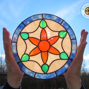 nap.tűz napfényfogó / tiffany üveg mandala / suncatcher - Meska.hu