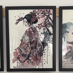 Gésa virágokkal - művészet - festmény - üvegfestmény - Meska.hu