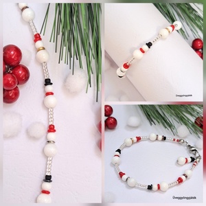 Hóember girland karkötő  - ékszer - karkötő - gyöngyös karkötő - Meska.hu