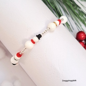 Hóember girland karkötő  - ékszer - karkötő - gyöngyös karkötő - Meska.hu