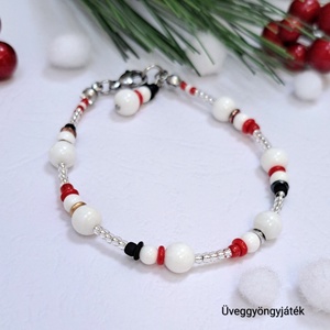 Hóember girland karkötő  - ékszer - karkötő - gyöngyös karkötő - Meska.hu