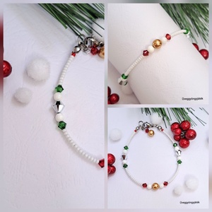 Karkötő Swarovski kristályokkal, karácsonyi színekben  - ékszer - karkötő - gyöngyös karkötő - Meska.hu