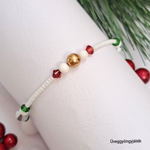 Karkötő Swarovski kristályokkal, karácsonyi színekben  - ékszer - karkötő - gyöngyös karkötő - Meska.hu