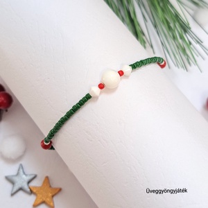 Vékony karkötő, Swarovski kristályokkal, kagylóhéj gyöngyökkel, karácsonyi színekben  - ékszer - karkötő - gyöngyös karkötő - Meska.hu