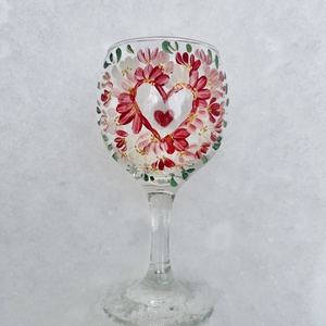 Valentin-napi vörösboros pohár (210ml), Esküvő, Emlék & Ajándék, Nászajándék, Esküvői pohár, pohárszett, Üvegművészet, MESKA