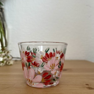 Virágos üveg mécsestartó - otthon & életmód - gyertya, illat, aroma - mécses és mécsestartó - Meska.hu