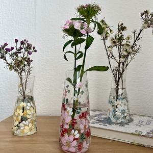 Virágos üvegváza, Otthon & Életmód, Virágdekoráció, Virágtartó, Váza, Festett tárgyak, MESKA