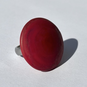 Red velvet üveg gyűrűtető, cserélhető, Ékszer, Gyűrű, Kerek gyűrű, Üvegművészet, Ékszerkészítés, MESKA