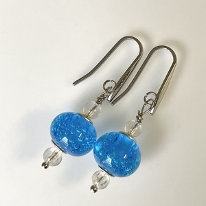 Tenger lámpagyöngy fülbevaló, üvegékszer, Ékszer, Fülbevaló, Lógó fülbevaló, Ékszerkészítés, Üvegművészet, MESKA