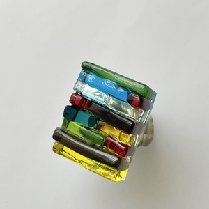 Színes, hullámos gyűrű, üvegékszer, Ékszer, Gyűrű, Üveglencsés gyűrű, Ékszerkészítés, Üvegművészet, MESKA