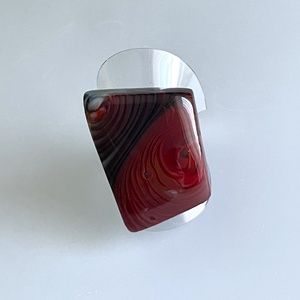 Sötét bordó gyűrű, üvegékszer - Meska.hu