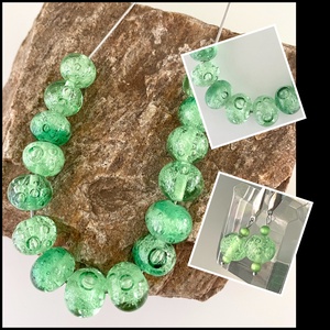 Balaton fülbevaló, üvegékszer - ékszer - fülbevaló - lógó fülbevaló - Meska.hu