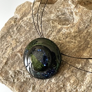 Aventurin zöld és kék nyaklánc, üvegékszer, Ékszer, Nyaklánc, Medál, Ékszerkészítés, Üvegművészet, MESKA