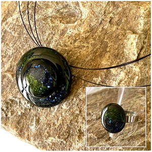 Aventurin zöld és kék nyaklánc, üvegékszer - ékszer - nyaklánc - medál - Meska.hu