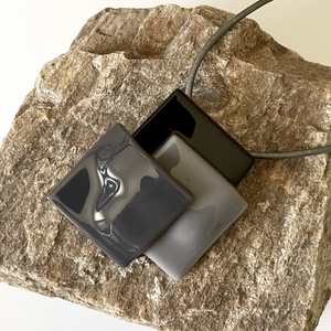 Modern üveg medál szürke árnyalatokban - ékszer - nyaklánc - medál - Meska.hu