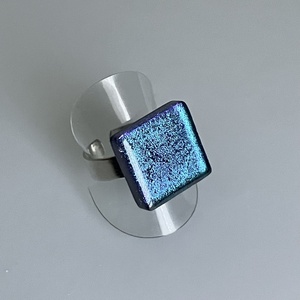 Türkiz irizáló gyűrű, üvegékszer - Meska.hu