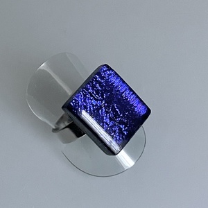Tintakék irizáló gyűrű, üvegékszer - ékszer - gyűrű - figurális gyűrű - Meska.hu