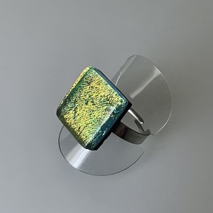 Aranysárga irizáló gyűrű, üvegékszer - ékszer - gyűrű - figurális gyűrű - Meska.hu