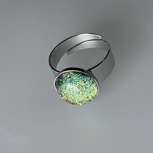 Aranysárgán csillogó gyűrű, üvegékszer - Meska.hu