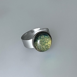 Aranysárgán csillogó gyűrű, üvegékszer - ékszer - gyűrű - kerek gyűrű - Meska.hu