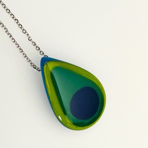 Pávatoll medál, üvegékszer - ékszer - nyaklánc - medálos nyaklánc - Meska.hu