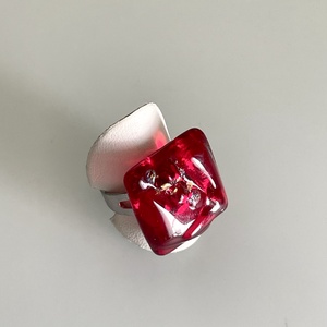 Tűzpiros gyűrű, üvegékszer - ékszer - gyűrű - üveglencsés gyűrű - Meska.hu