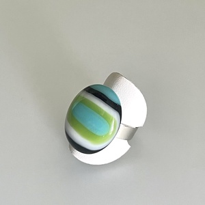 Állítható alapú gyűrű, üvegékszer, Ékszer, Gyűrű, Üveglencsés gyűrű, Ékszerkészítés, Üvegművészet, MESKA