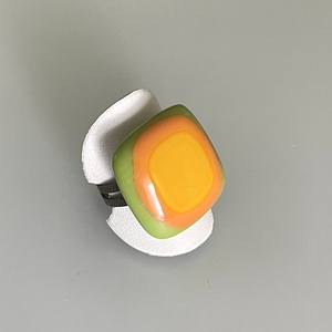 Narancsos, állítható alapú gyűrű, üvegékszer, Ékszer, Gyűrű, Üveglencsés gyűrű, Ékszerkészítés, Üvegművészet, MESKA