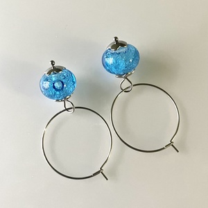 Tenger lámpagyöngy fülbevaló, üvegékszer, Ékszer, Fülbevaló, Lógó fülbevaló, Ékszerkészítés, Üvegművészet, MESKA