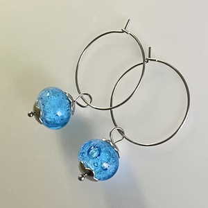 Tenger lámpagyöngy fülbevaló, üvegékszer - ékszer - fülbevaló - lógó fülbevaló - Meska.hu