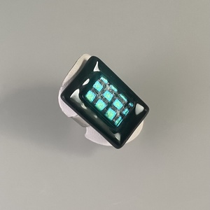 Fekete-türkiz irizáló gyűrű, üvegékszer - ékszer - gyűrű - figurális gyűrű - Meska.hu