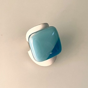 Kék állítható alapú gyűrű, üvegékszer - Meska.hu